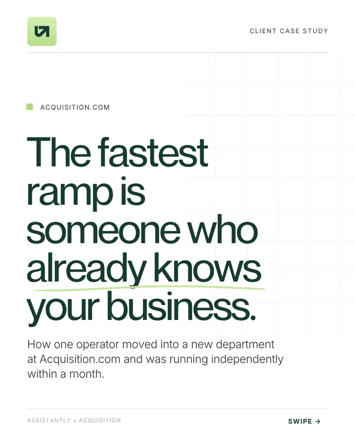 The fastest ramp is someone who already knows your business: how one operator moved into a new department at Acquisition.com